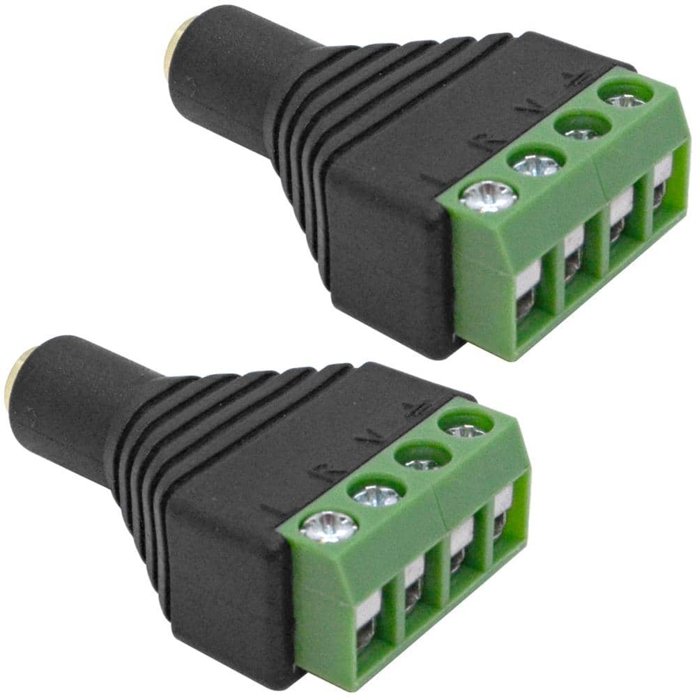 Pair 1/8" 3.5mm Stereo TRRS Female to 4 Screw AV Terminal Balun Connectors
