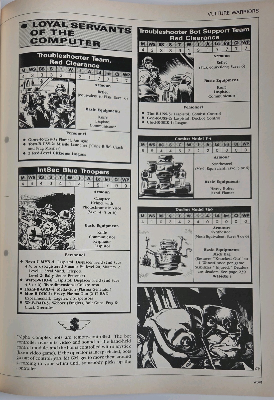 White Dwarf 112 Games Workshop Data Cards Uncut - April 1989