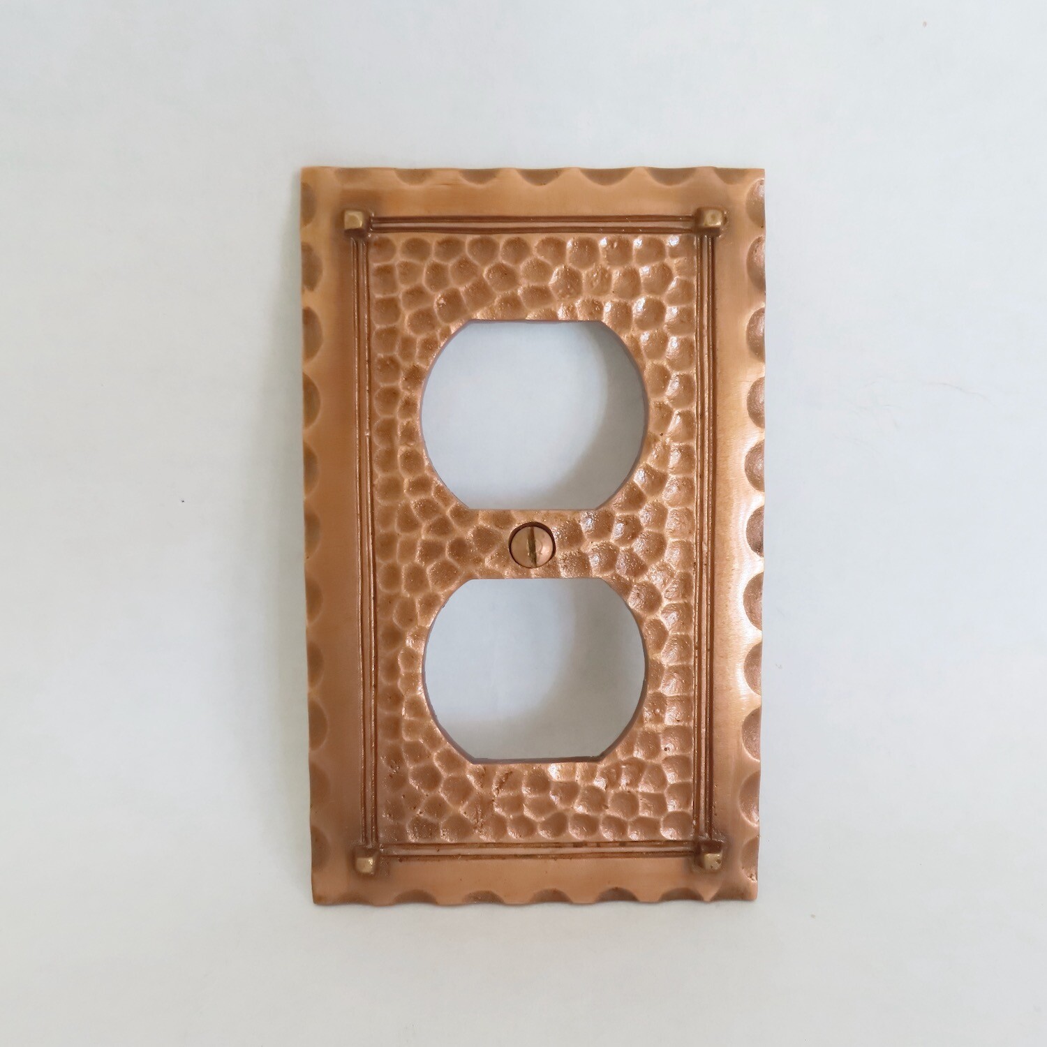 Arts and Crafts Aged Brass Outlet Plate Cover Legacy Hammered Metal Wall Plates