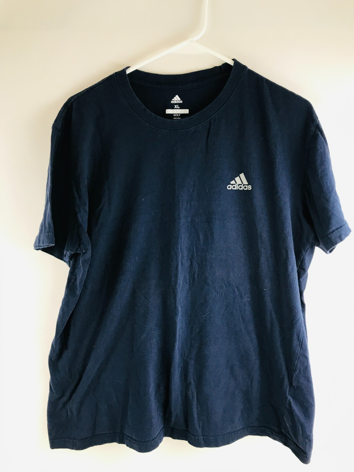 Adidas Shirt Men's Size XL Navy Blue Golf Short Sleeve Crewneck Logo