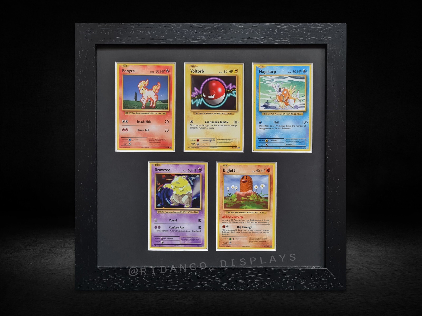 Black 5 Trading Card Frame for TCG, Pokemon, MTG, Sports Display Holder, Wooden