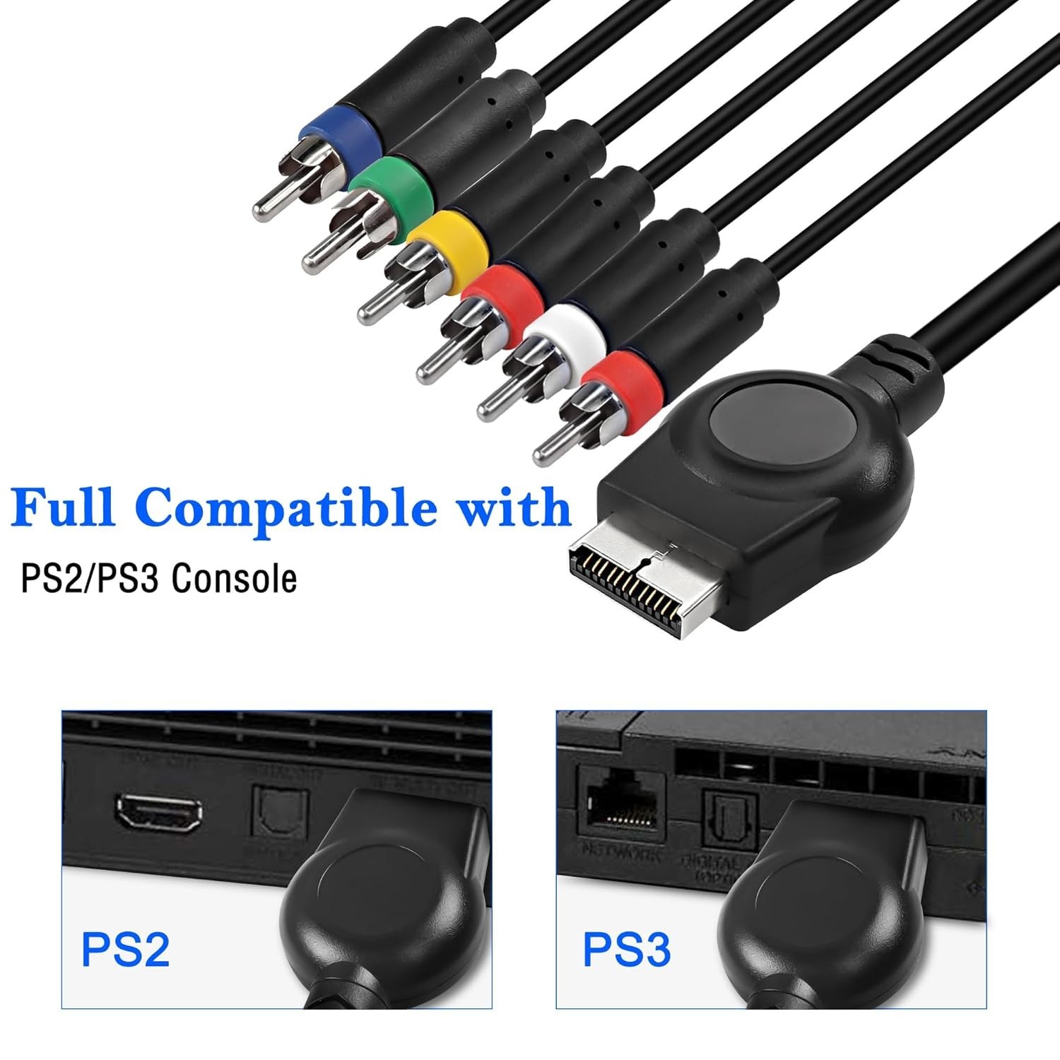 PS3 PS2 Component AV Cable,HD Audio Video Cable 5RCA YPbPr... B27