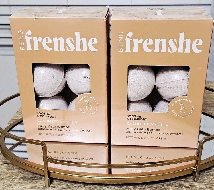 2pk Being Frenshe Cashmere Vanilla Milky Bath Bombs  Oat Coconut extracts 12pcs
