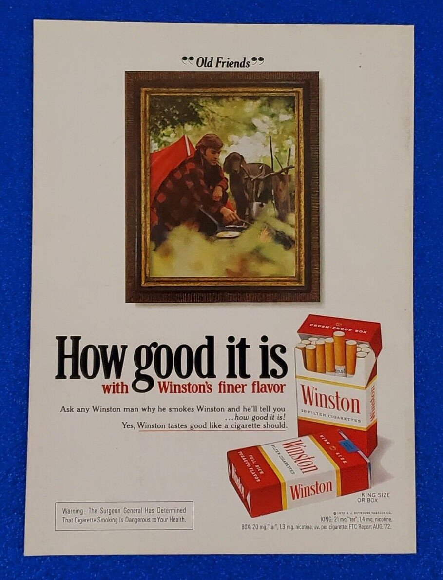 1972 WINSTON CIGARETTE ORIGINAL COLOR PRINT AD "HOW GOOD IT IS" SHIPS FREE