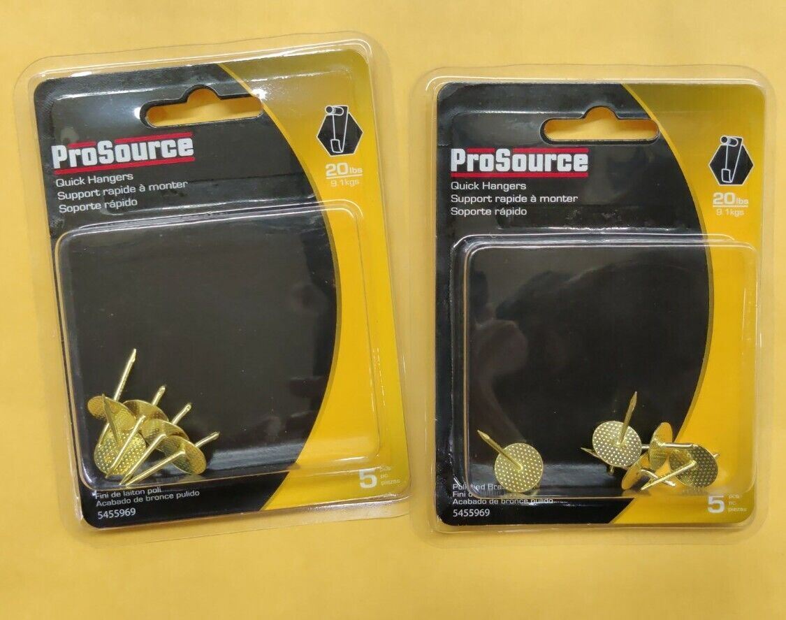 2 Packs ProSource Picture Hangers 20 lb Quick Hangers. Polished Brass Finish