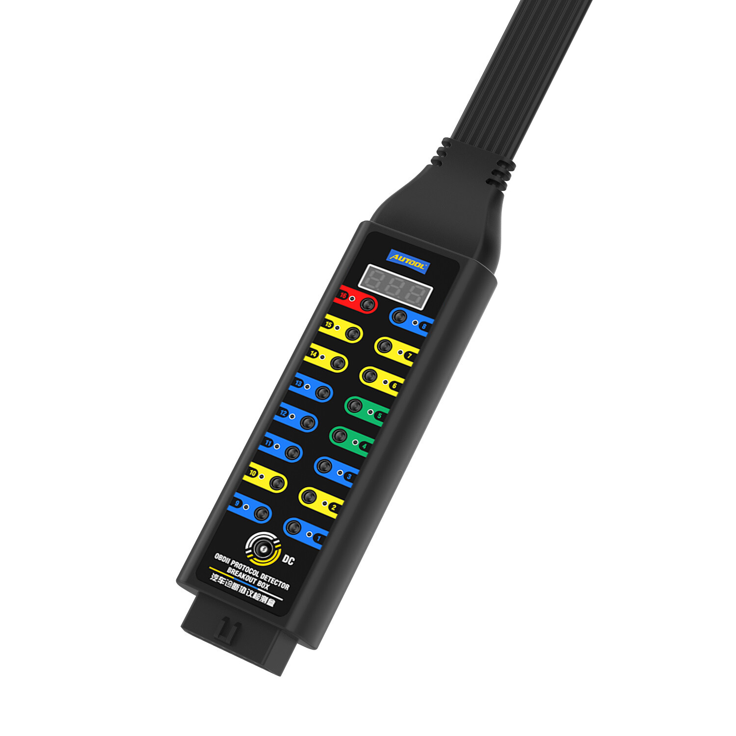 OBD2 Breakout Box Auto OBDII Protocol Detector LCD Display 16 Pin CAN Bus Test
