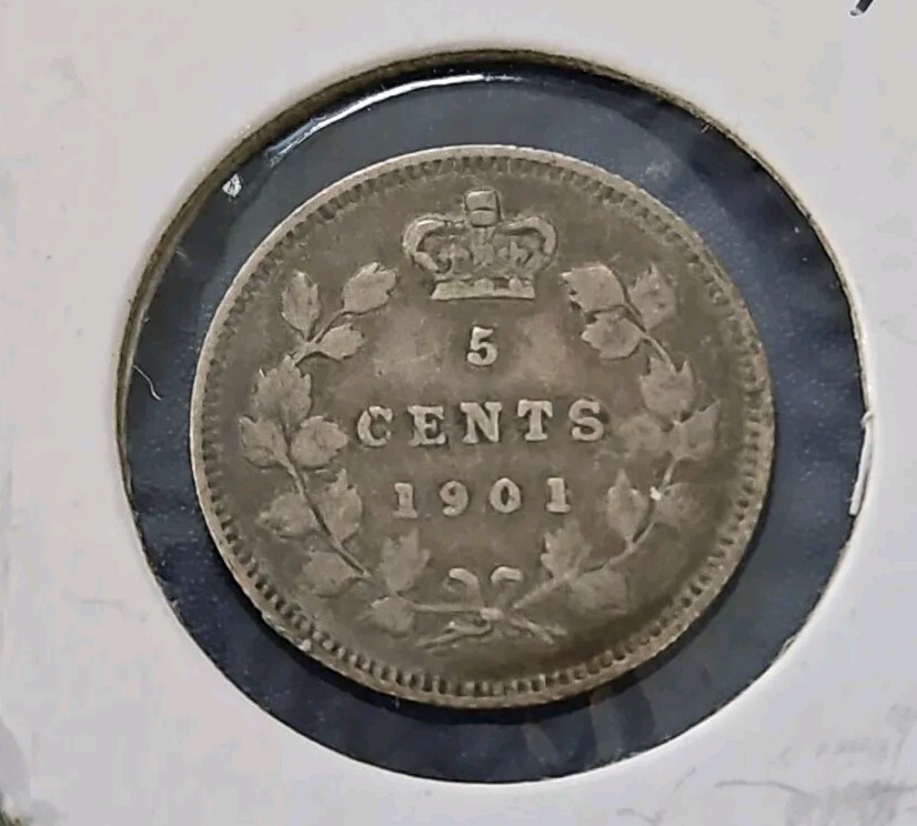 1901  CANADIAN 5 Cents   Silver Coin (KM.#2)