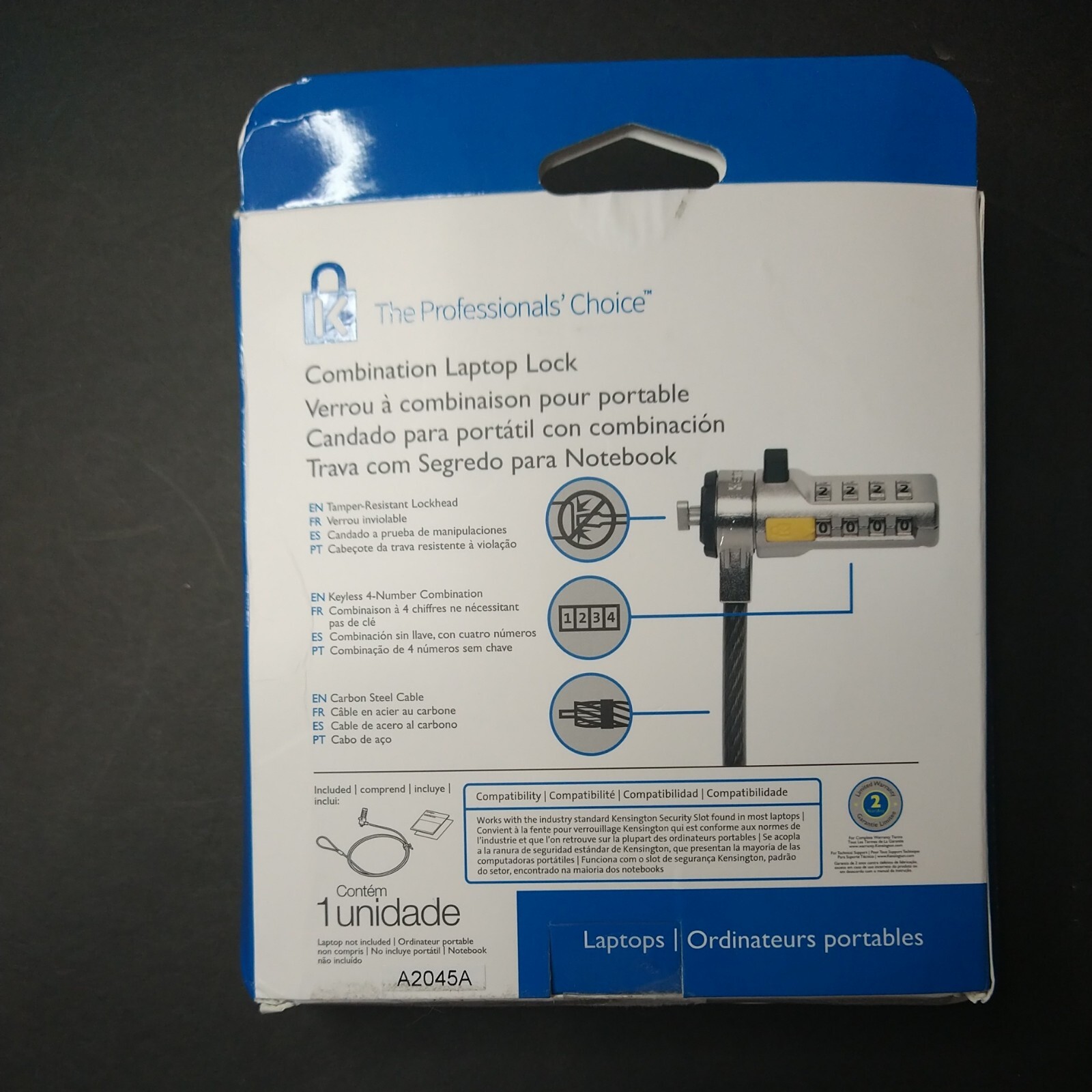 Kensington Laptop Combination Cable Lock #A1622A - Open Box
