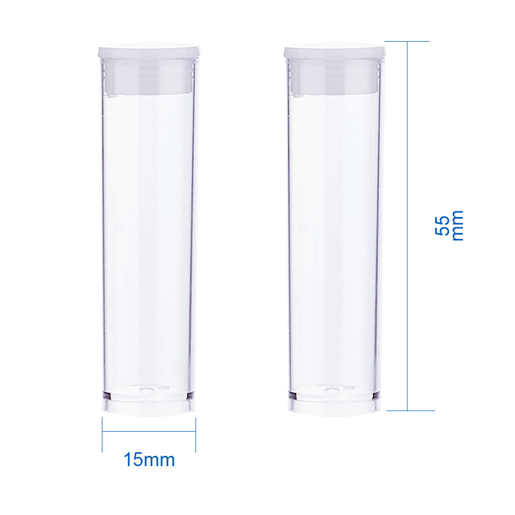 100X Clear Transparent Plastic Empty Tubes Bead Storage Container Bottle 55x15mm