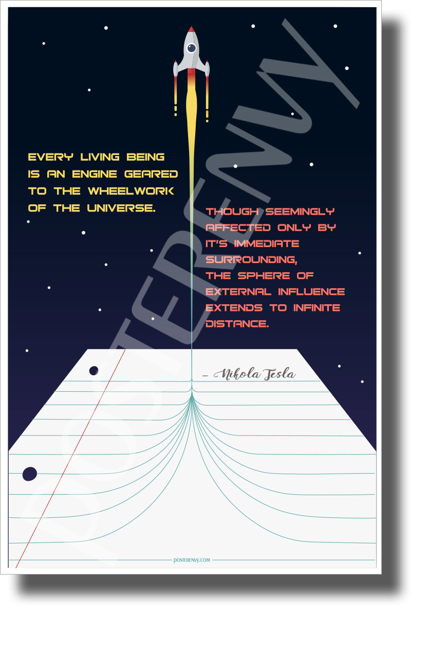 Every Living Being is an Engine - NEW Classroom Motivational Nikola Tesla POSTER