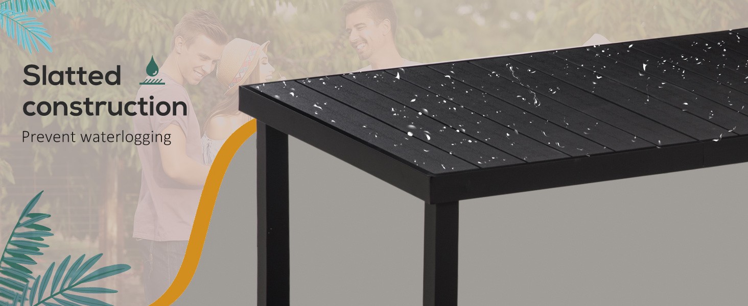 75" x 35" Outdoor Dining Table for 8 People, Rectangular Aluminum Frame Garden