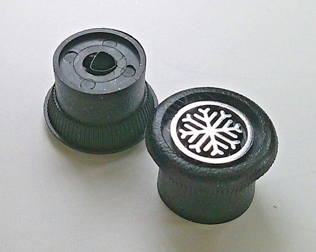 AC THERMOSTATIC TEMP & BLOWER SPEED A/C SWITCH KNOBS 'FAN' & 'SNOWFLAKE'