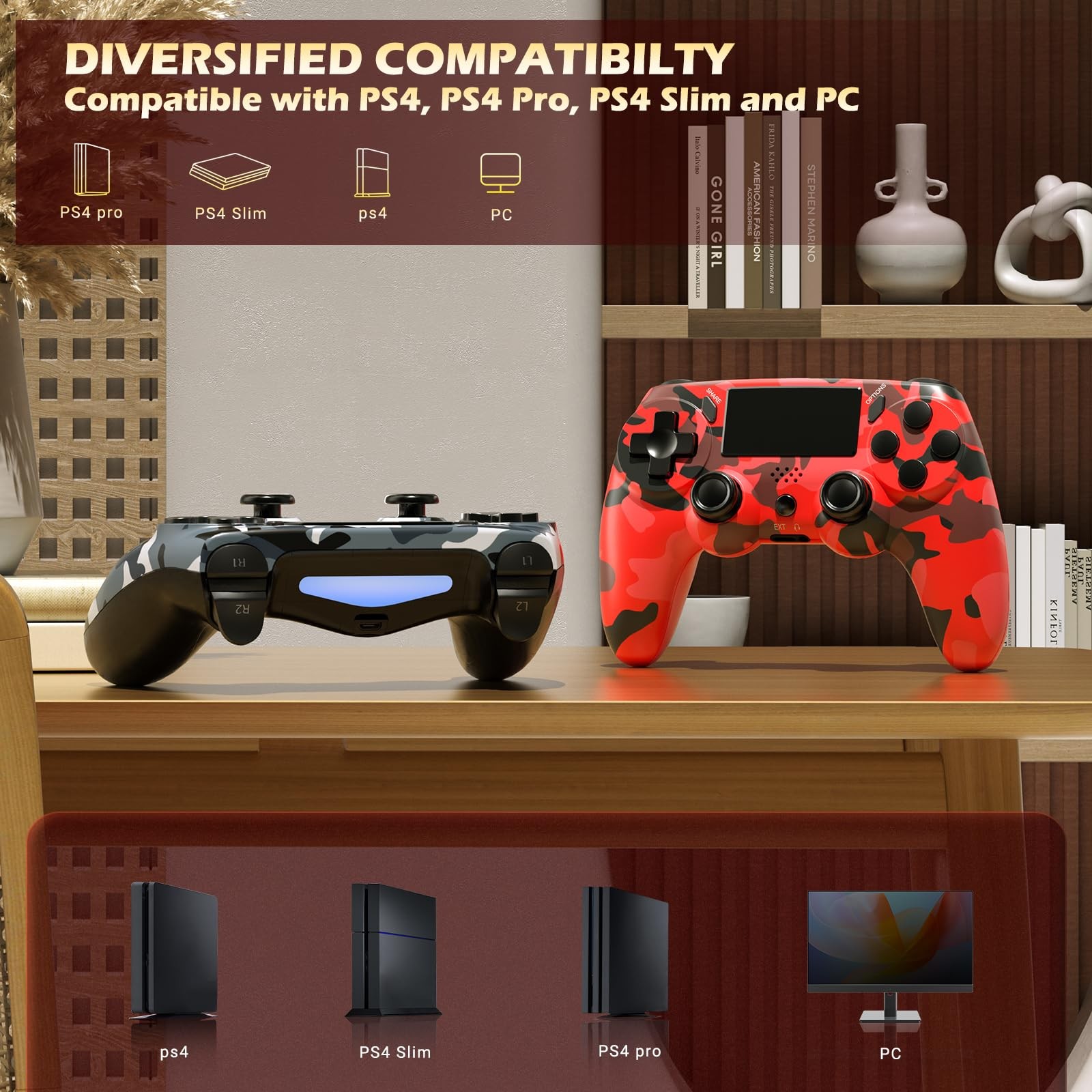2 Pack Wireless Controller for PS4,Remote Controller with 6-Axis Motion , Sen...