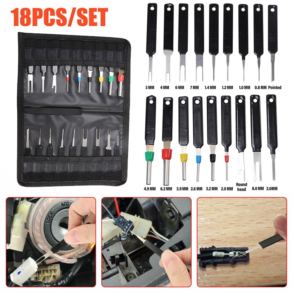 18x Heavy Duty Car Terminal Removal Kit Wire Connector Pin Release Tool