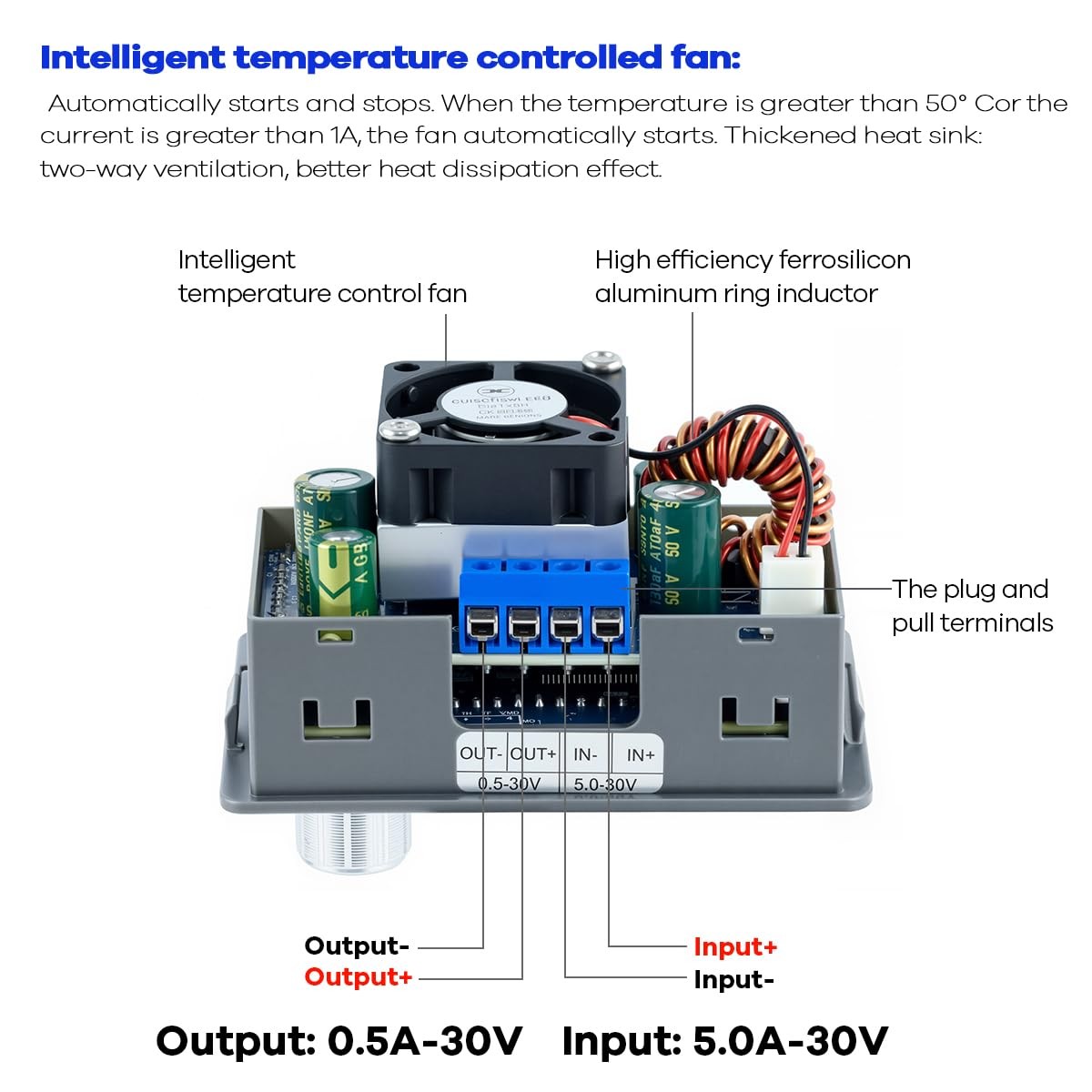 DC-DC Buck Boost Converter CC/CV 0.6-36V 5A Adjustable Lab Power Supply Module