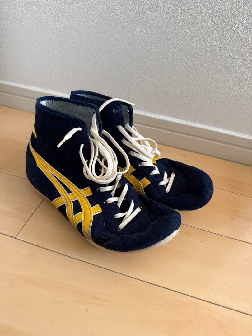 asics Boxing Wrestling Shoes Og EX-EO TWR900 Old Model Navy Yellow US7.5 25.5cm