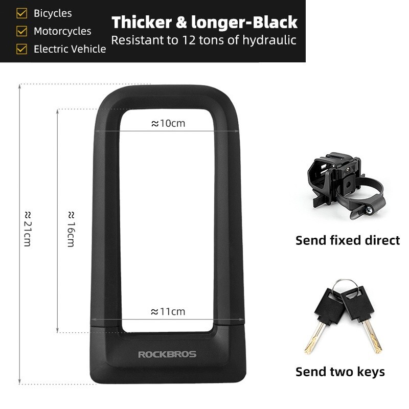 ROCKBROS Bike Lock U Lock Anti-hydraulic Anti-theft Silicone Wrapped Double Lock