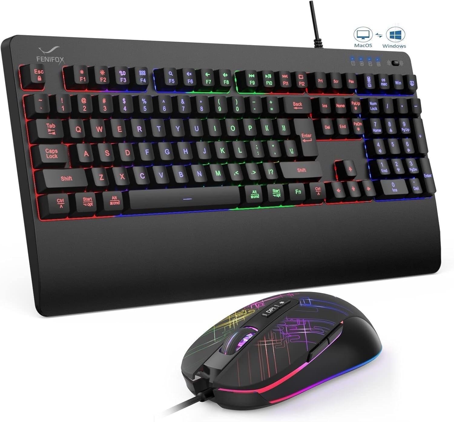 Gaming Keyboard and Mouse for Mac PC PS5 PS4 Xbox One Gamers RGB Backlit LED ...