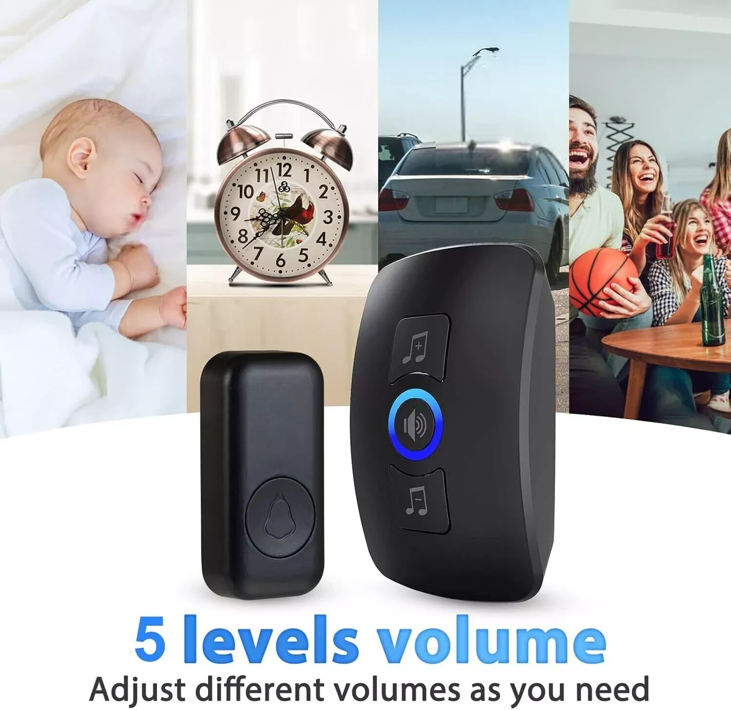 Wireless Doorbell kit,Plug-in Receiver,Waterproof 1000 feet Operating Range