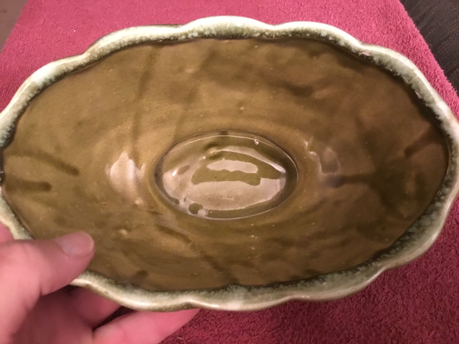 Olive Green Oval Shaped Planter
