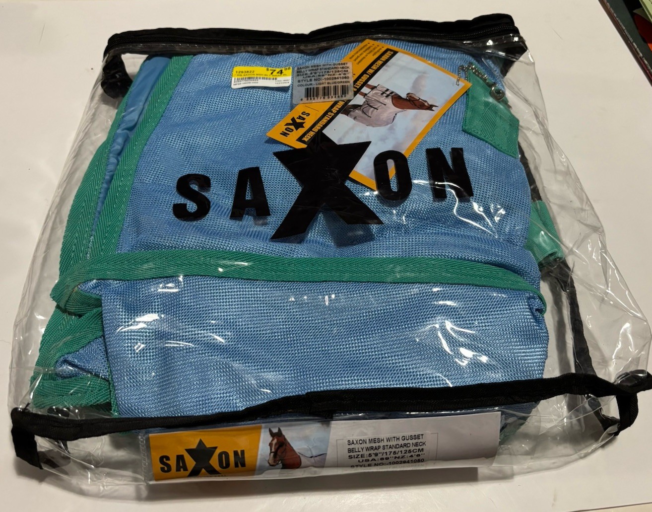 Saxon Mesh with Gusset Belly Wrap With Standard Neck Light Blue/Green Fly Sheet