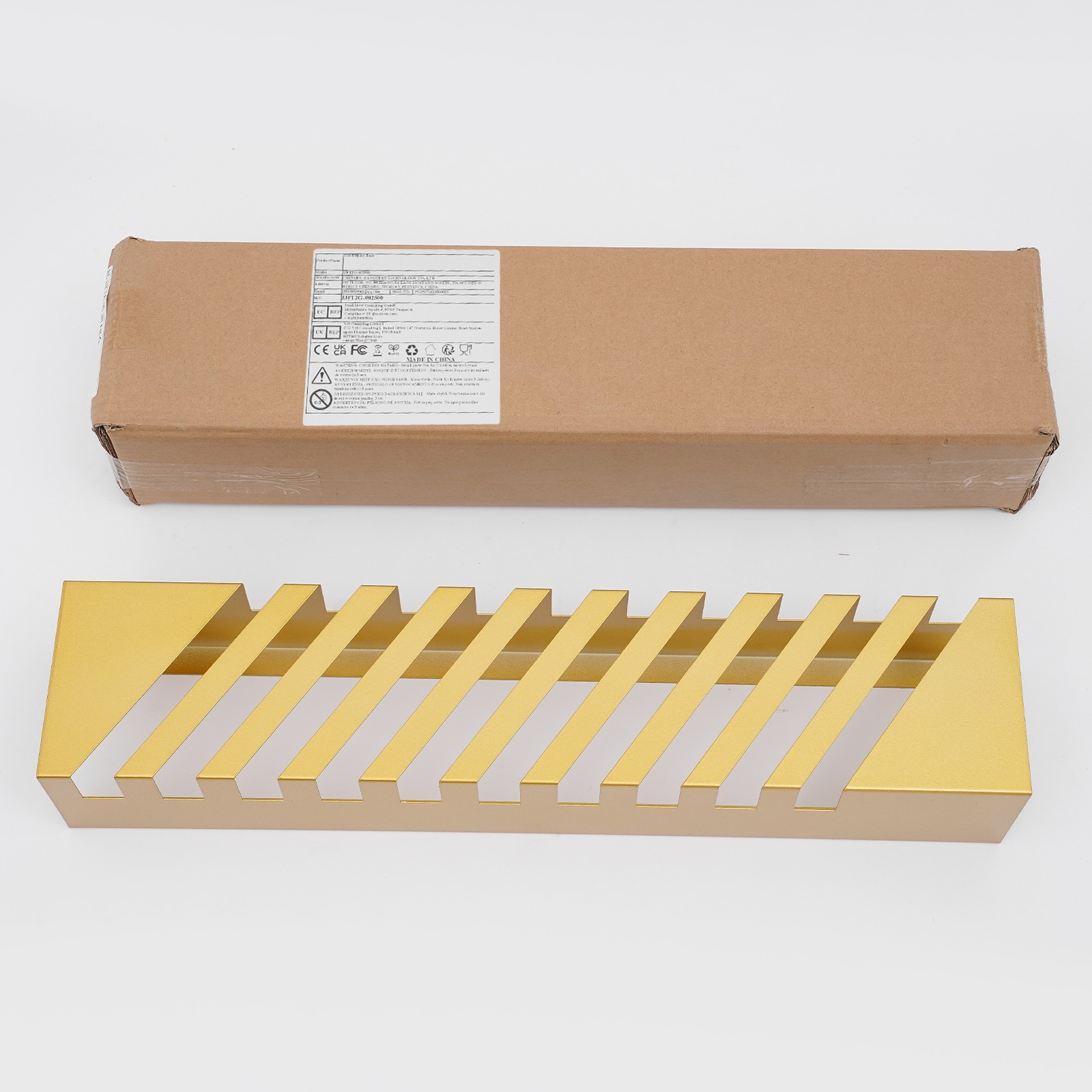 Gold Tile Display Rack 10 Slots Tabletop Slanted Sample Holder Iron