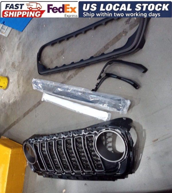 FedEx Ship Black Front Grille W/o Camera Hole for Jeep Wrangler JL/JT 2018-2023