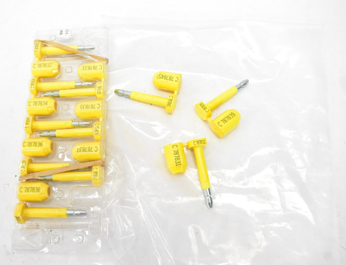 Lot of 11 Numbered Bolt Seals For Trailers Cargo Containers & Trucks Yellow