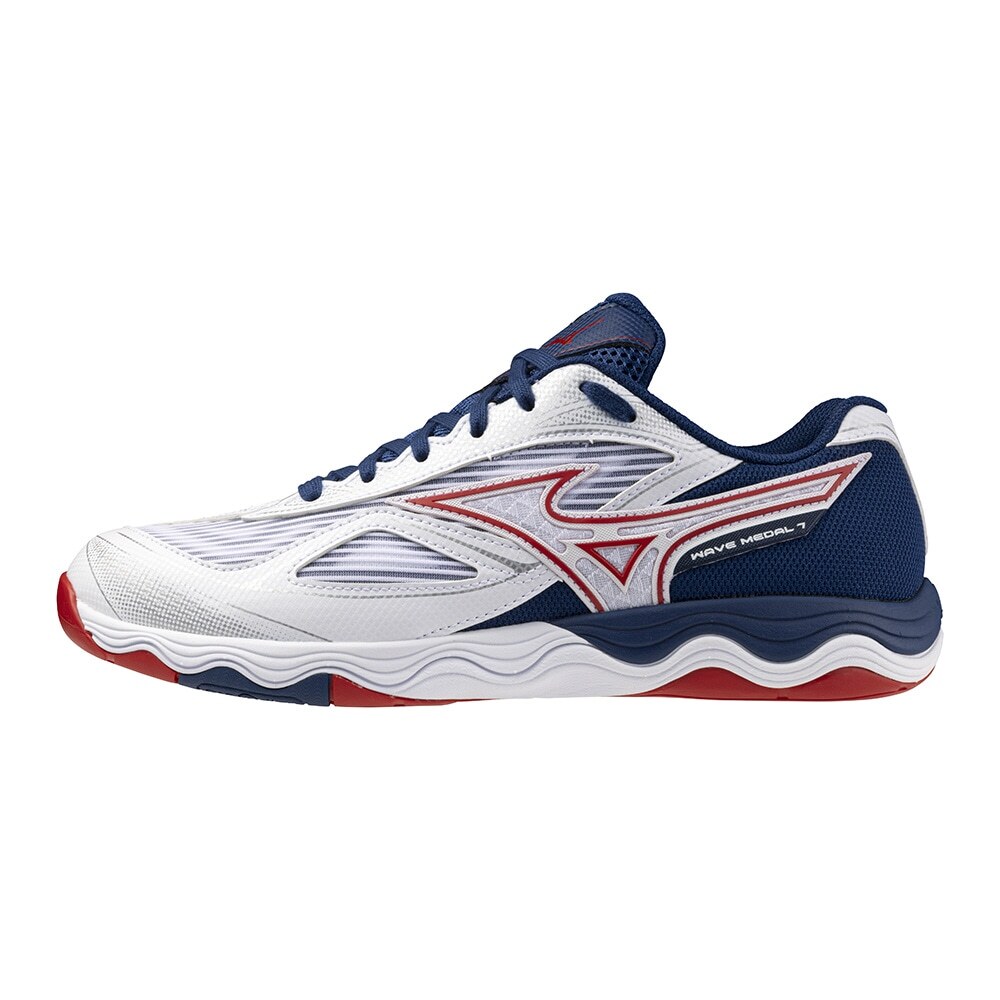 Mizuno Table Tennis Shoes WAVE MEDAL 7 WIDE White/Blue/Navy 81GA241501 2024 NEW