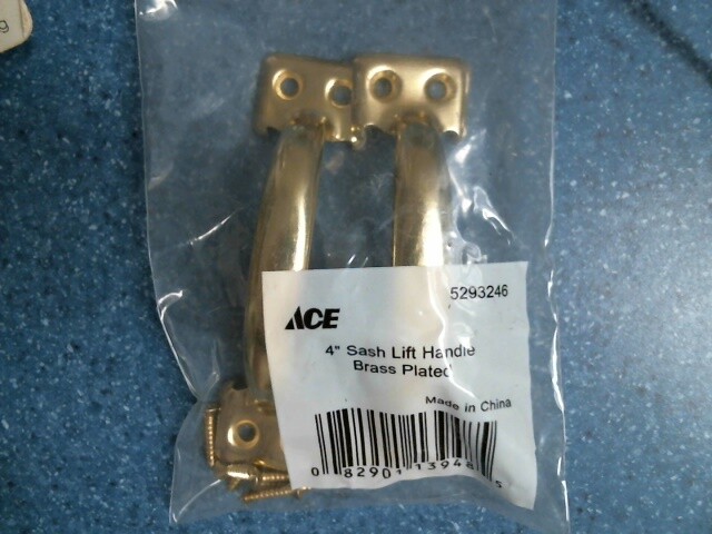 Ace 4" Sash Lift Handle, Brass Plated, 2 PK.  (5293246) FS