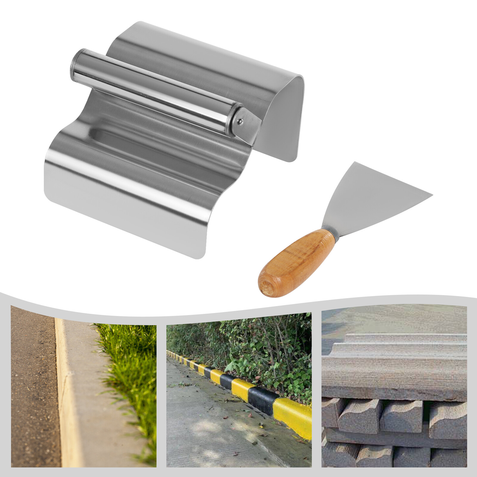 Landscape Curb Trowel Concrete Curbing Trowel with Putty Blade Stainless Steel