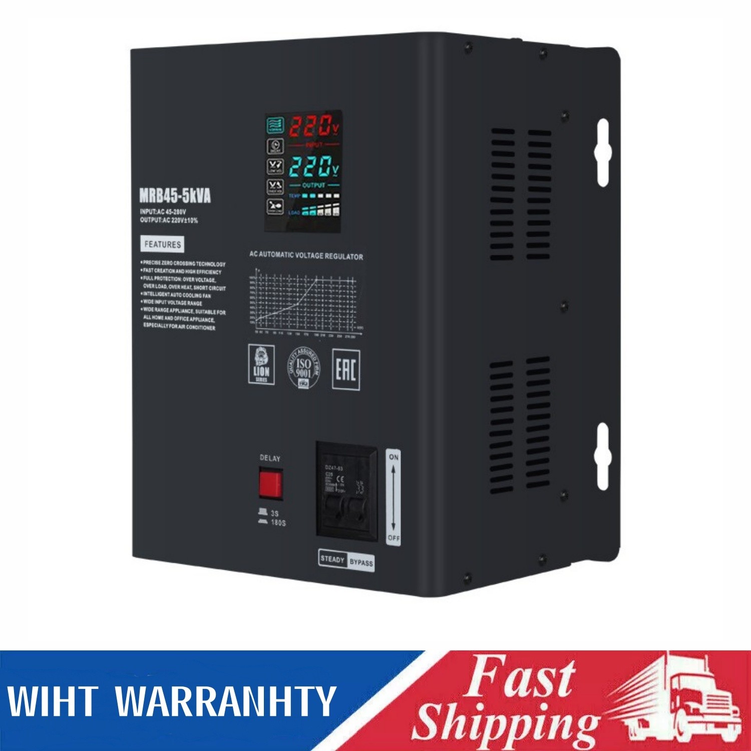 Single-Phase 220V 5KVA Electronic Wall Mount Voltage Stabilizer for Household