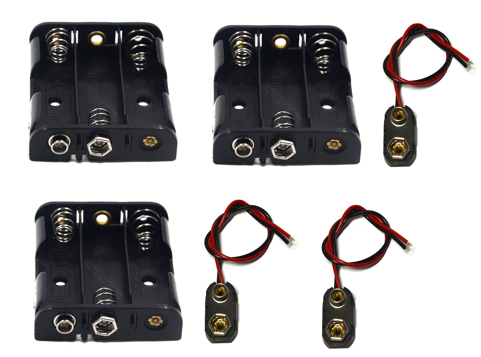 3 Pcs 3 X 1.5v 4.5v Aa Battery Holder Leads With 3 Pcs I Type Snap Connector P