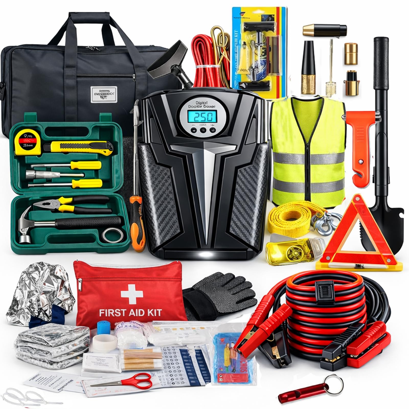 kewen Car Emergency Kit, Roadside Assistance Kit Jumper...