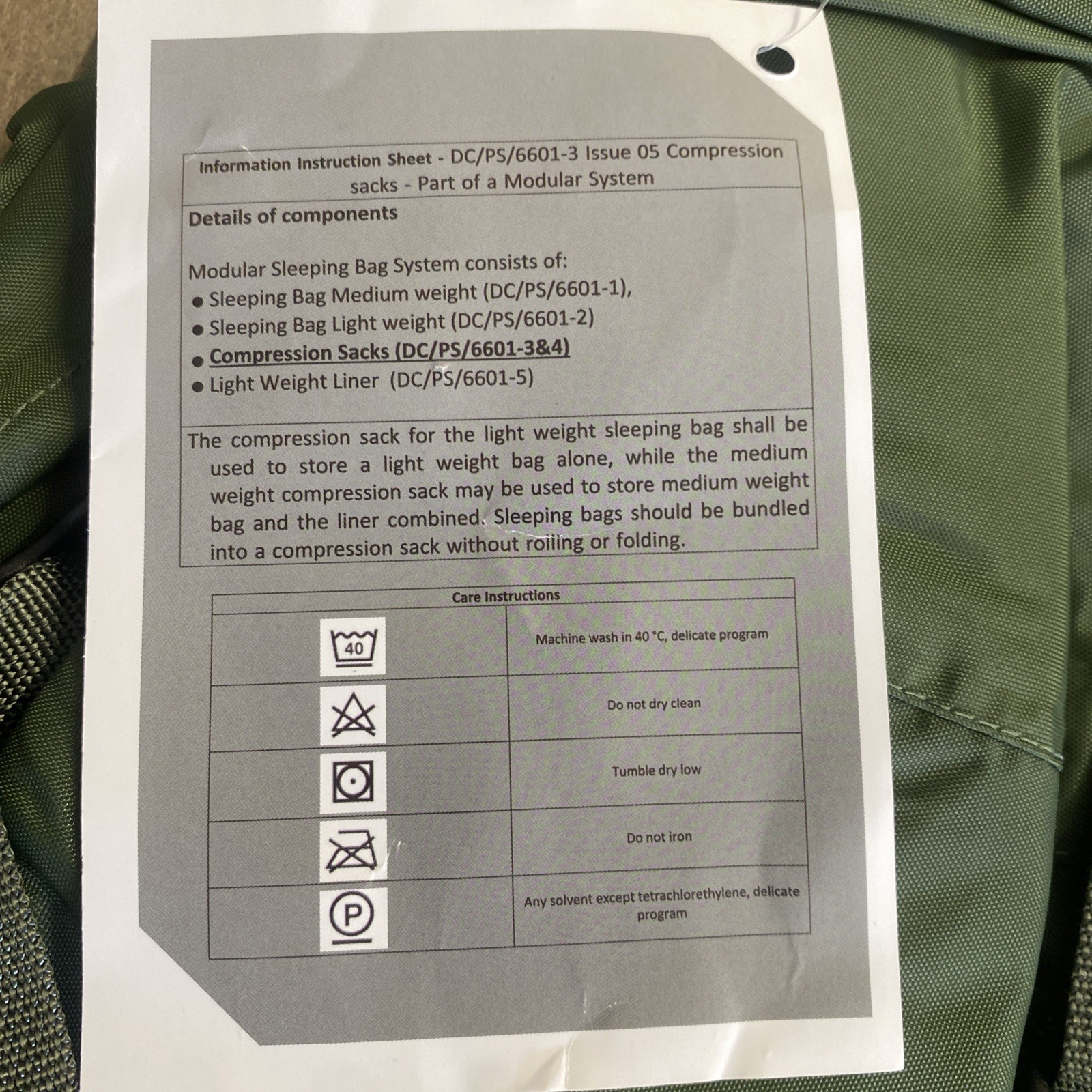 Sleeping Bag Compression Sack For Modular System Medium Weight NEW British Army
