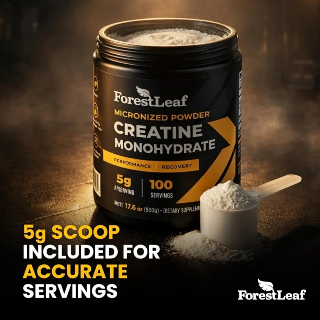 ForestLeaf Micronized Creatine Monohydrate Powder Muscle Growth Strength 100s