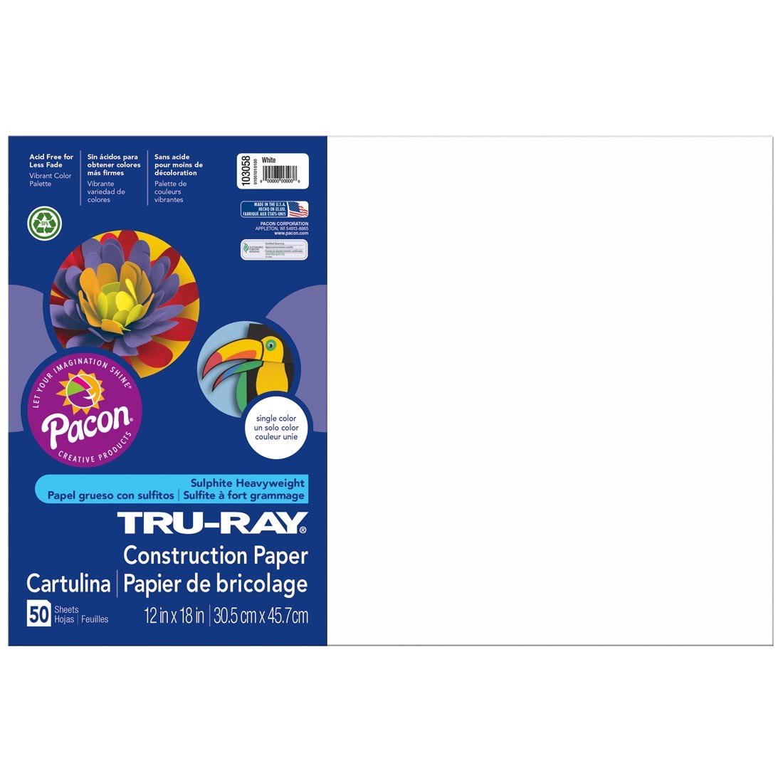 Tru-Ray Construction Paper 12x18" White