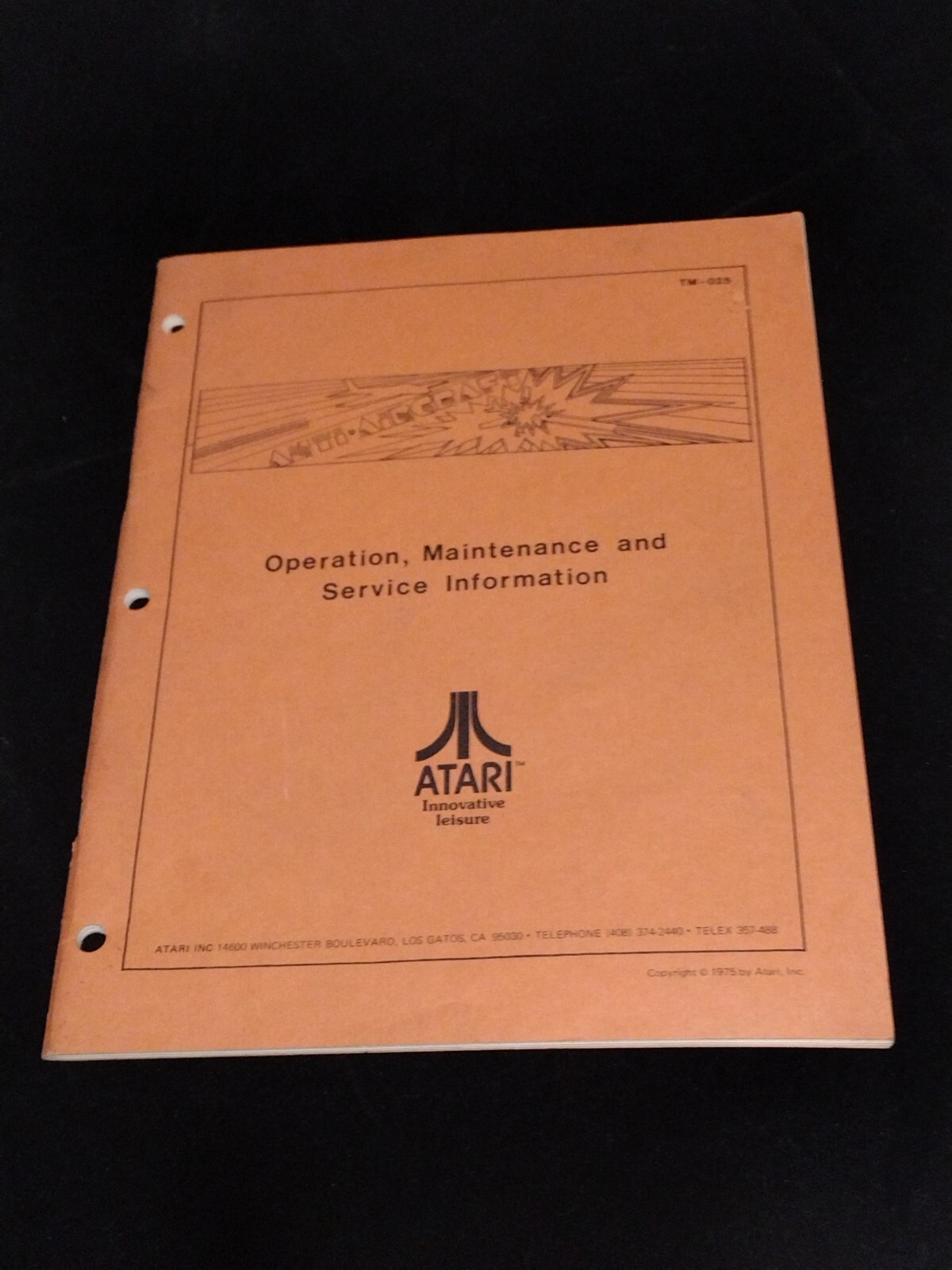 ANTI-AIRCRAFT ARCADE GAME OPERATION MANUAL ATARI 1975