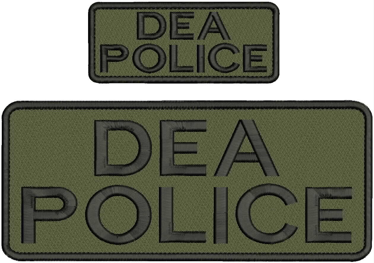DEA POLICE EMBROIDERY PATCH 4X10 AND 2X5 HOOK ON BACK RANGER GREEN/BLACK