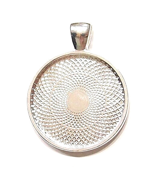 6 of 25mm Shiny Silver Round Deep Band Pendant Settings 4 Cabochons 36x28mm
