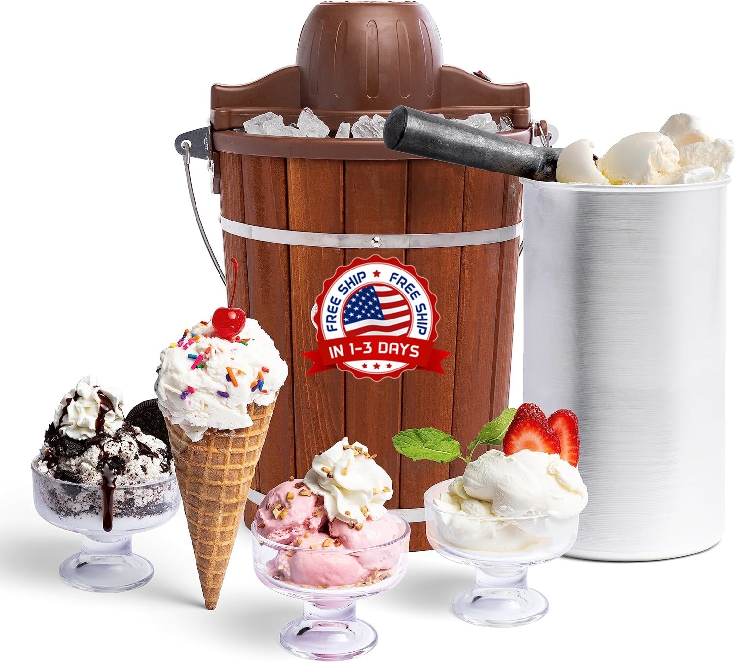 Máquina para hacer helados eléctrica: máquina antigua para hacer helados suaves