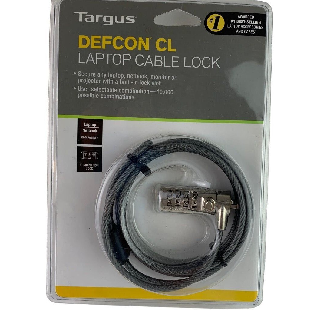 Targus Laptop Cable Lock Defcon CL 6.5ft long Combination Code Security Base