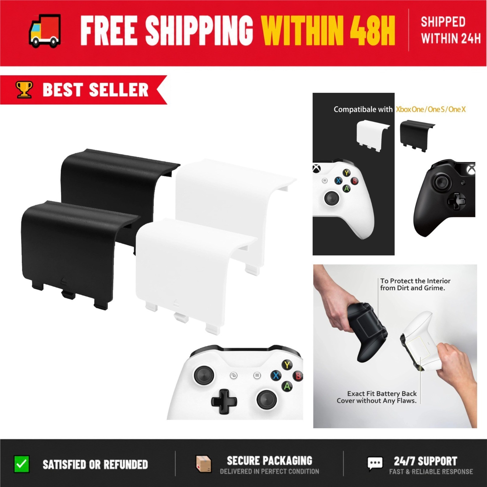 KELIFANG Replacement Battery Cover for Xbox One, One S, One X Controller