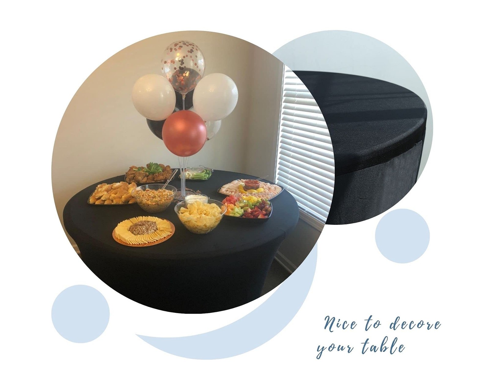 SSYAQRA 4 Pack 60 Black Spandex Tablecloth - 5FT 60 in Black Round Stretch Ta...