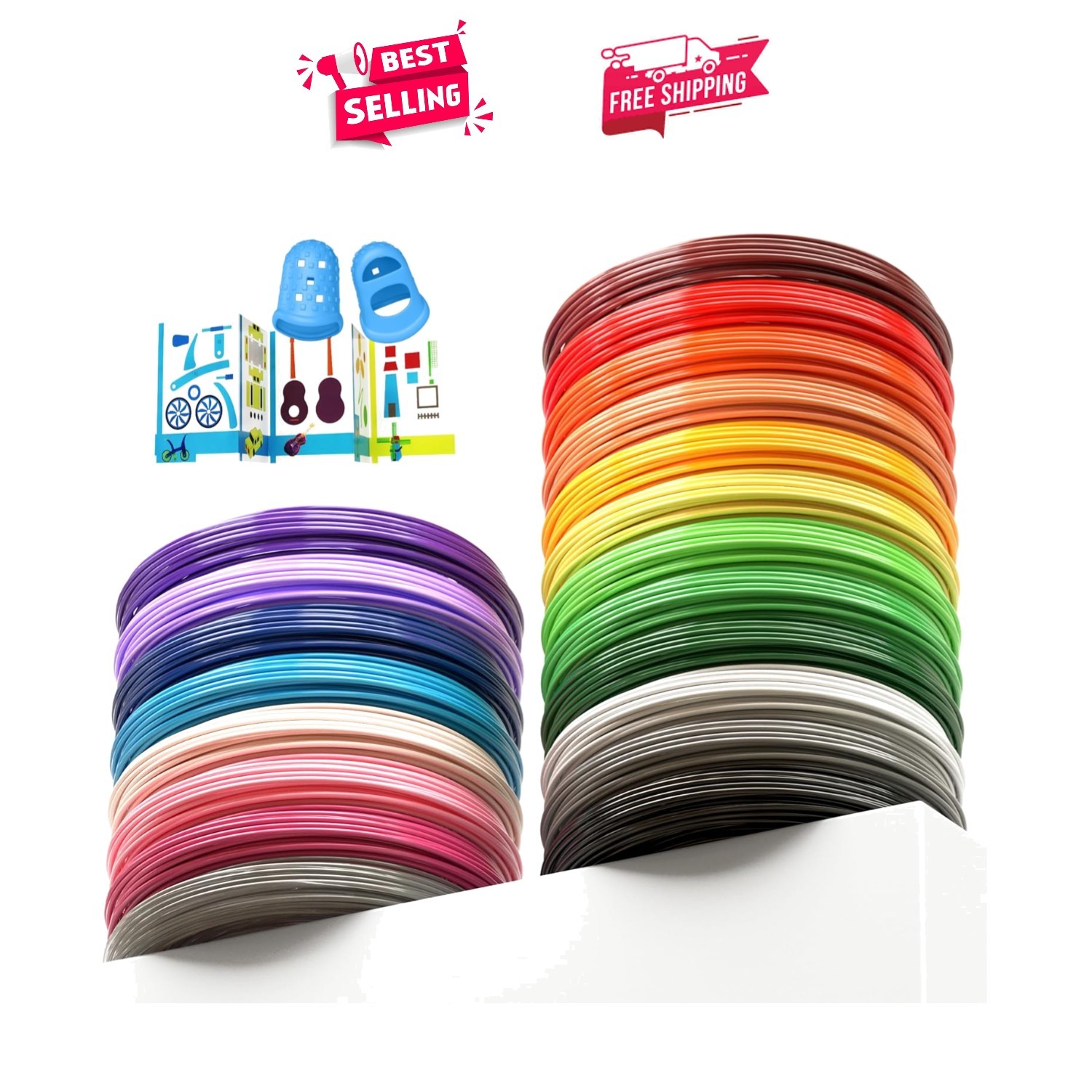 1.75mm Polylactic Acid Filament - 20 Glossy Colors for Smooth 3D Drawings