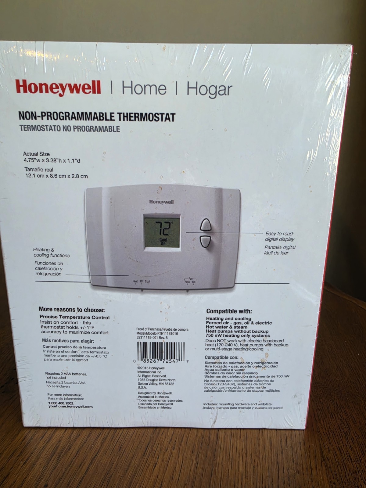 Honeywell Non- Programmable Thermostat RTH111B1016- New
