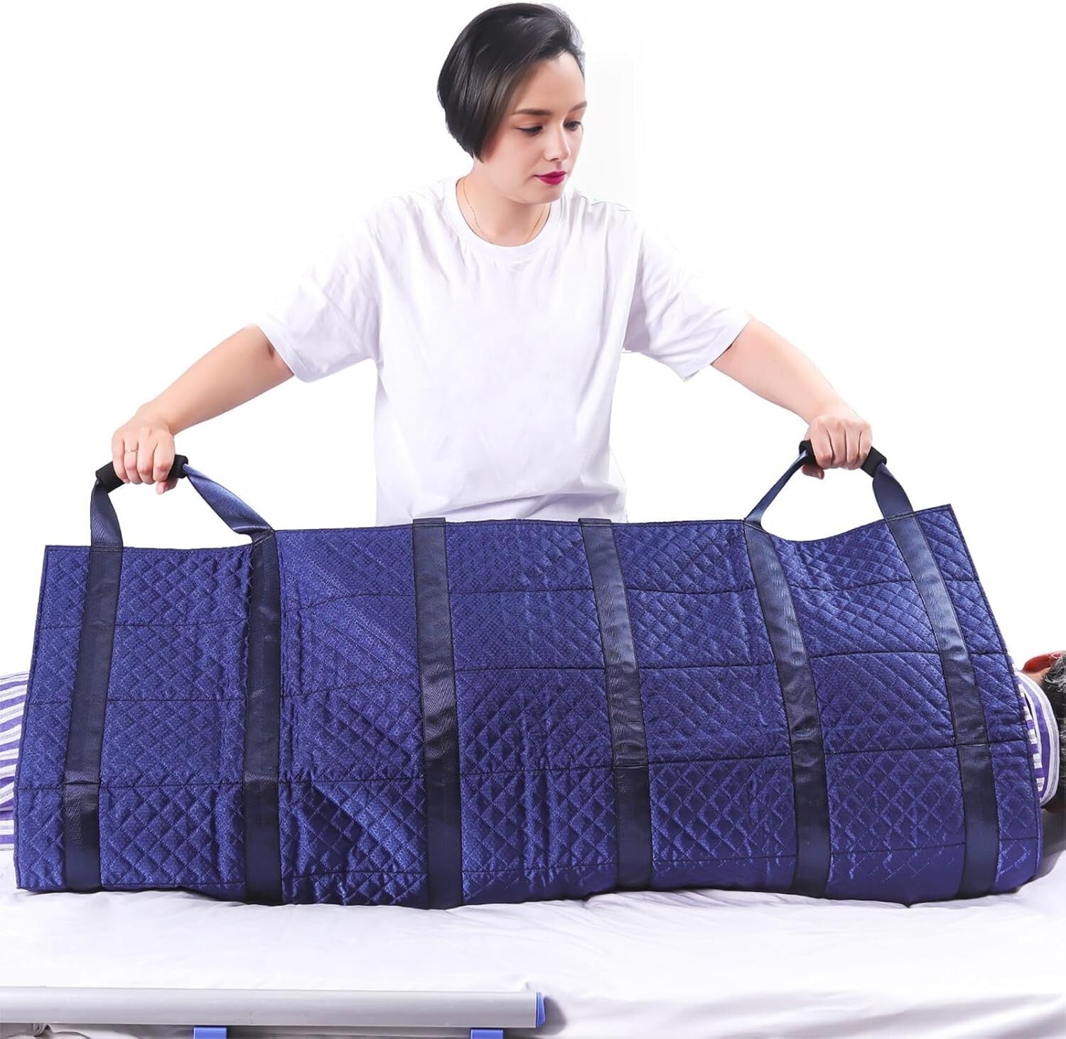 Bed Positioning Pad 45.7" x 26.8" 6 Premium Reinforced Handles Bed Transfer Pad