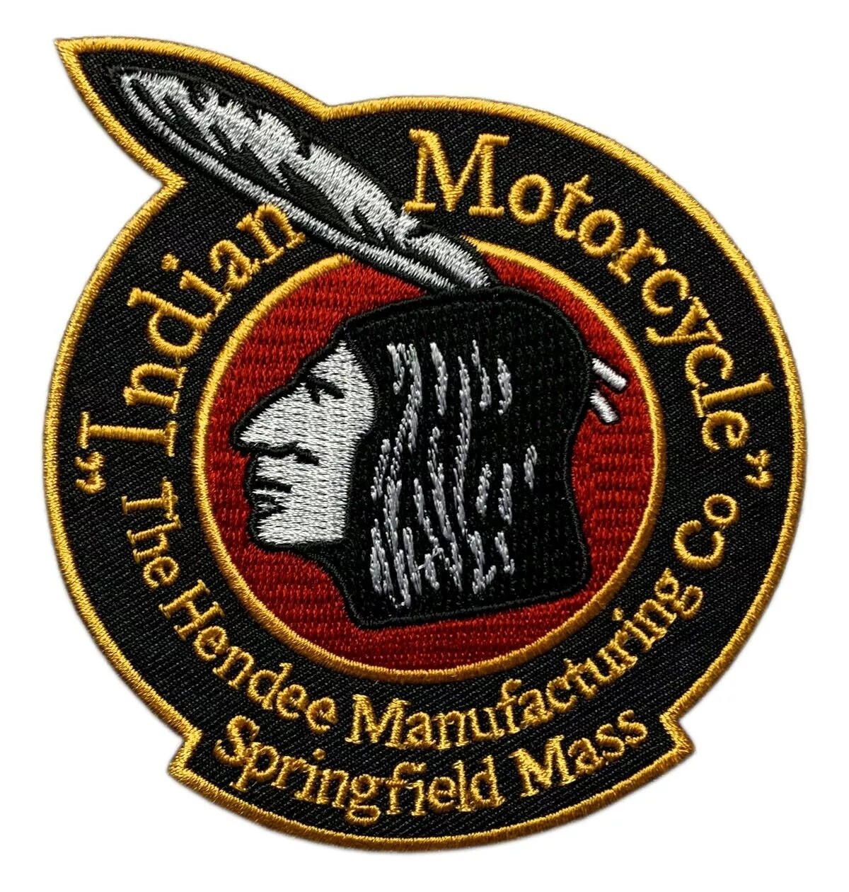 INDIAN SKULL CHIEF FEATHER EMBROIDERED PATCH -2PC 4.0 inch
