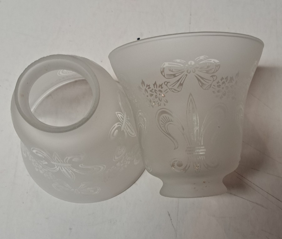 Vintage Frosted Glass Shades, set of two,  2.25" fitters