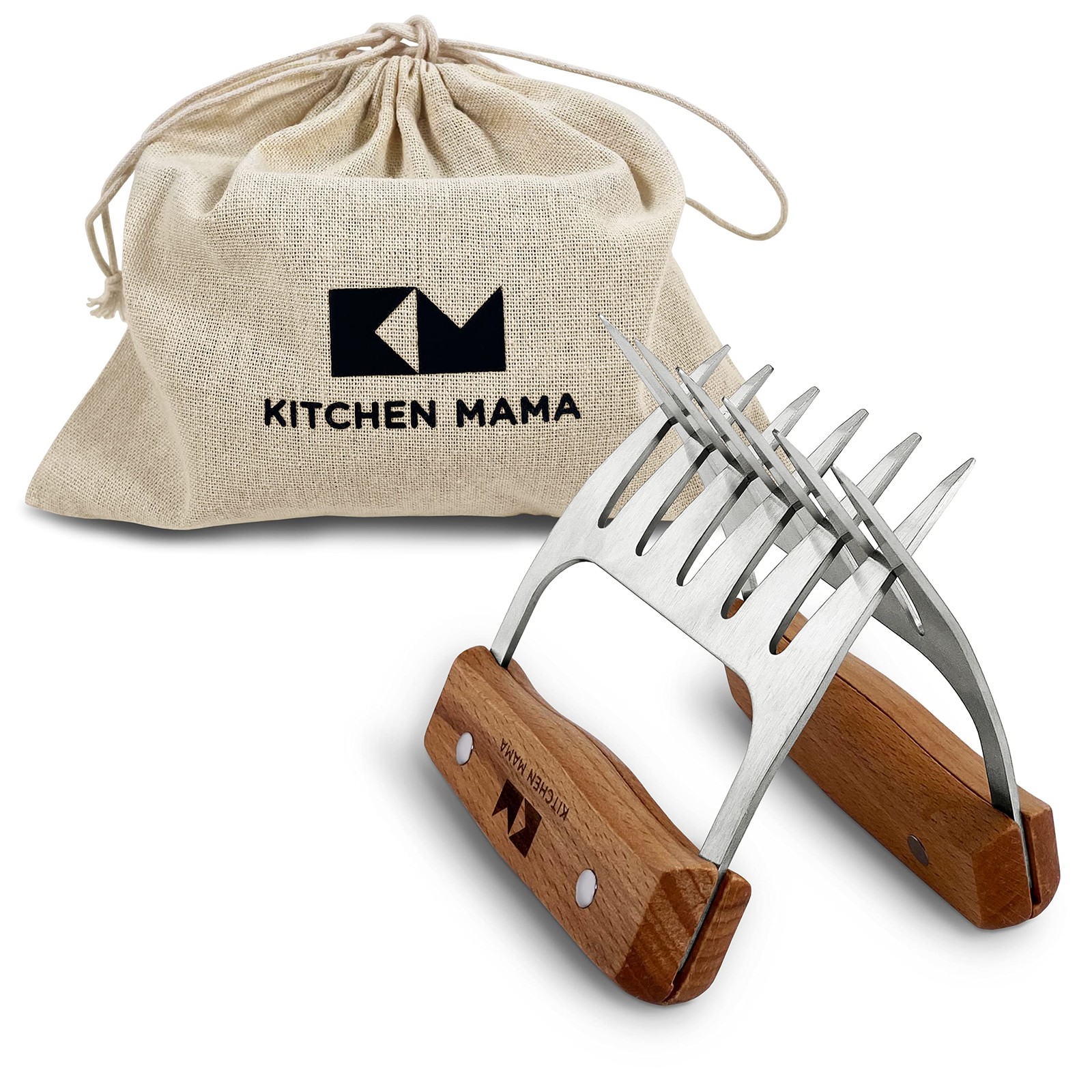 Meat Claws: Stainless Steel Shredder Claws with Wooden Handle for BBQ, Shredd...